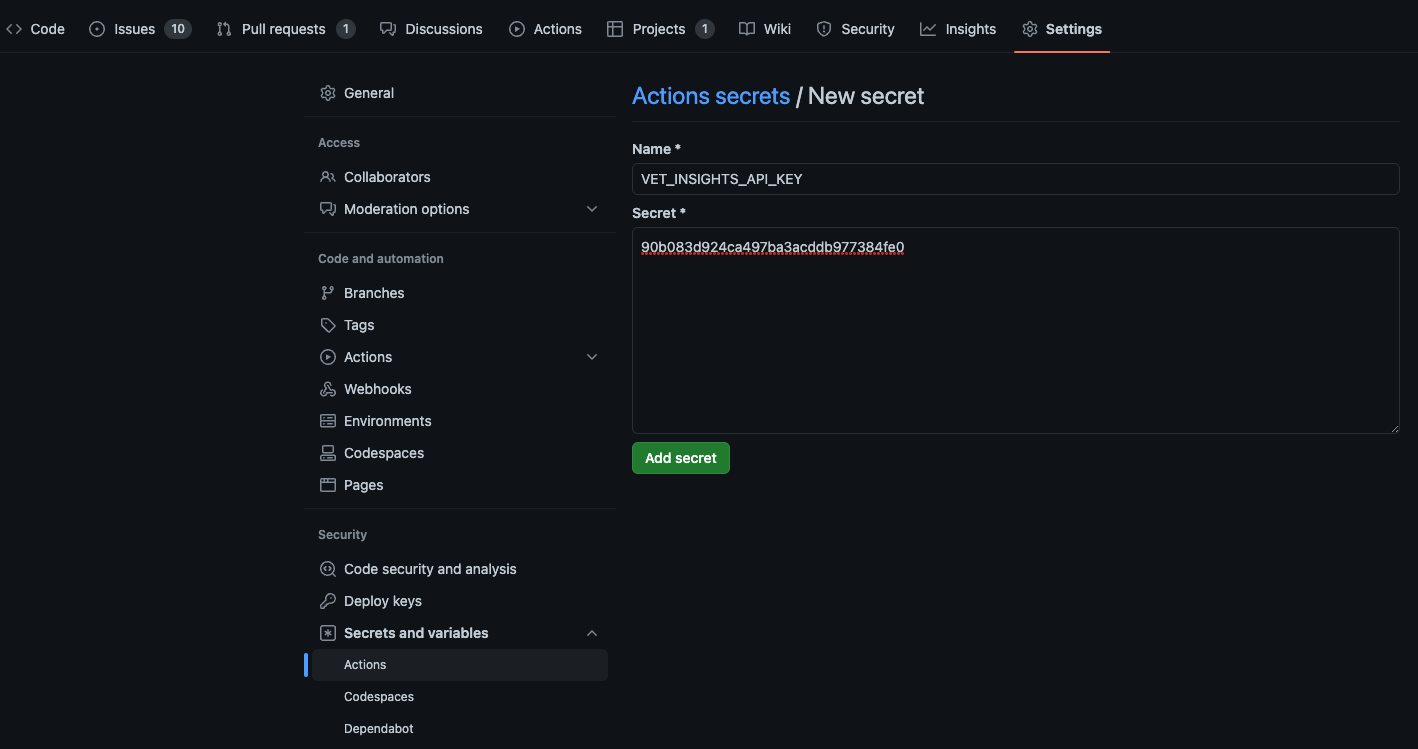 Github Action Secret